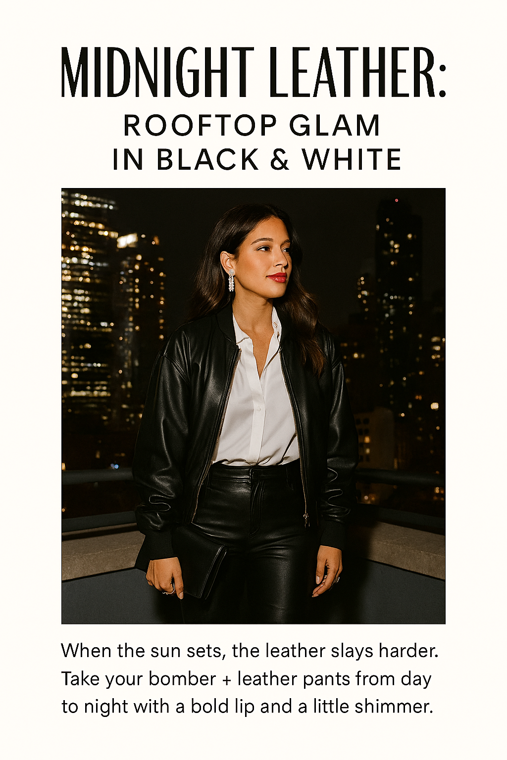 Midnight Leather: Rooftop Glam in Black & White